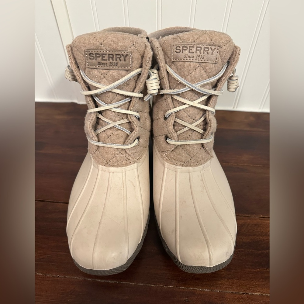 Sperry Beige Quilted Duck Boots
